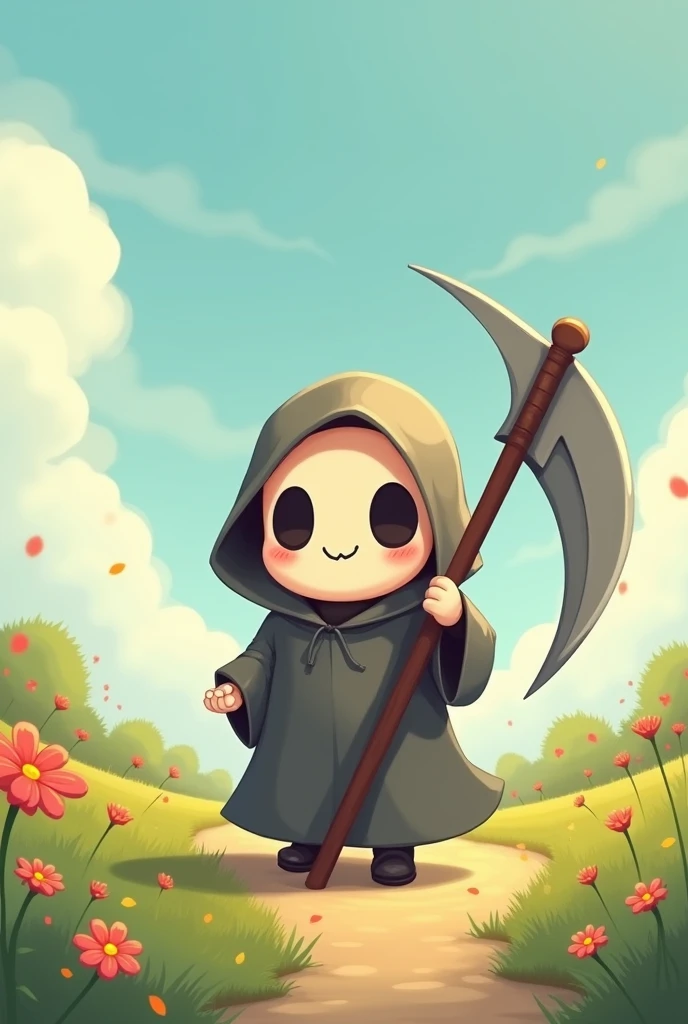 Create a cute death image with the scythe