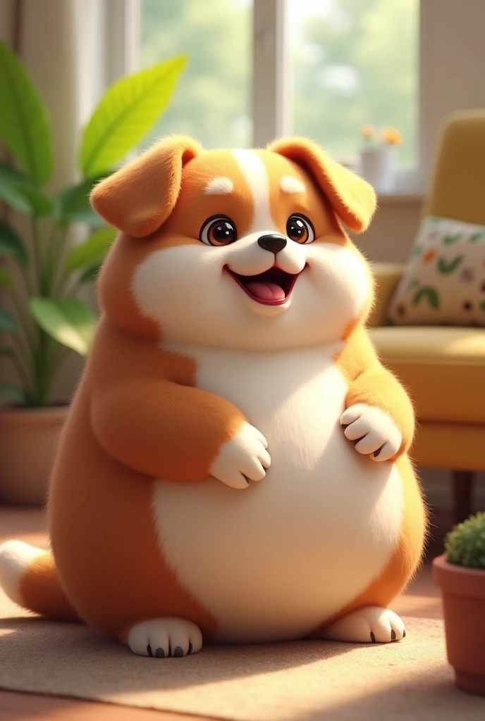 A fat and cute dog 