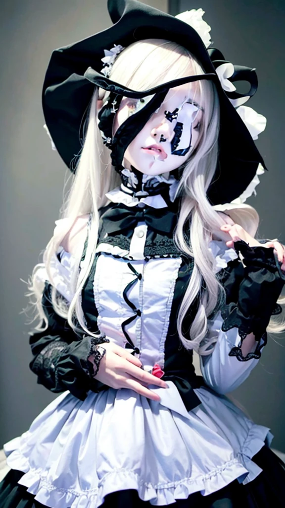 High resolution、Humanly correct､whole body､Fine skin、solo､albino、In town、Gothic ta Fashion、（Every detail）、slender