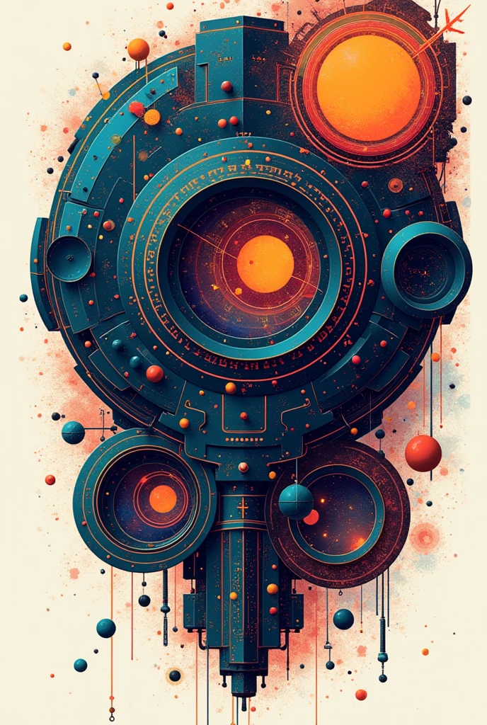T-shirt with geometric patterns, science funter design, illustration style, best quality images