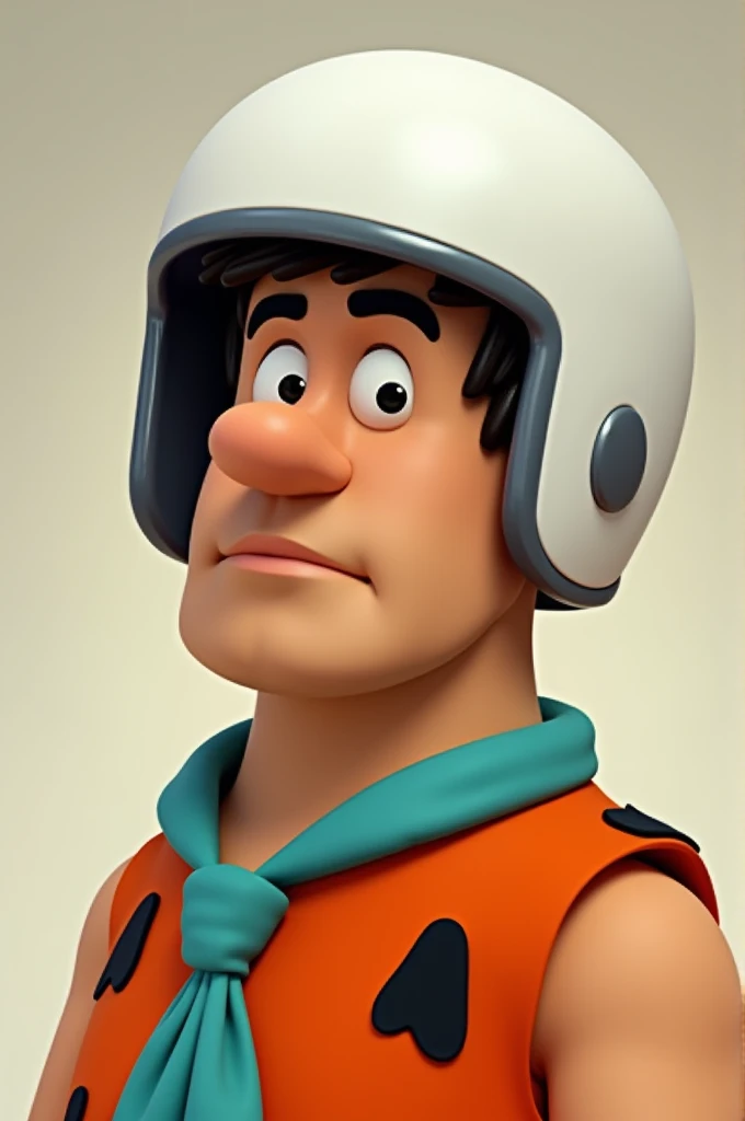 Fred Flinstons in white helmet without laughing