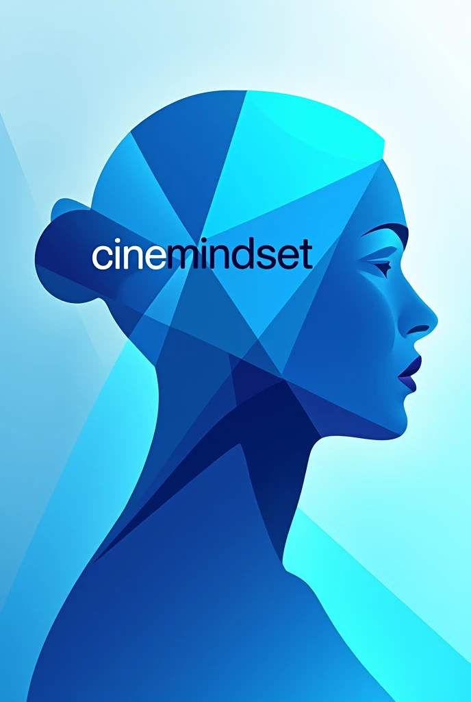 A profile picture for my twitter page about movies and series, in vibrant and eye-catching shades of blue and white. Original and creative, different from the others. Create as if it were a brand logo with the name "cine mindset".