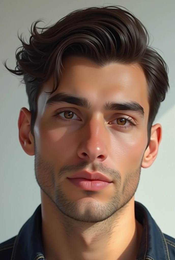 Create a person's face,call Leonardo 20 years,Leonardo studies dentistry, has very beautiful and charming features