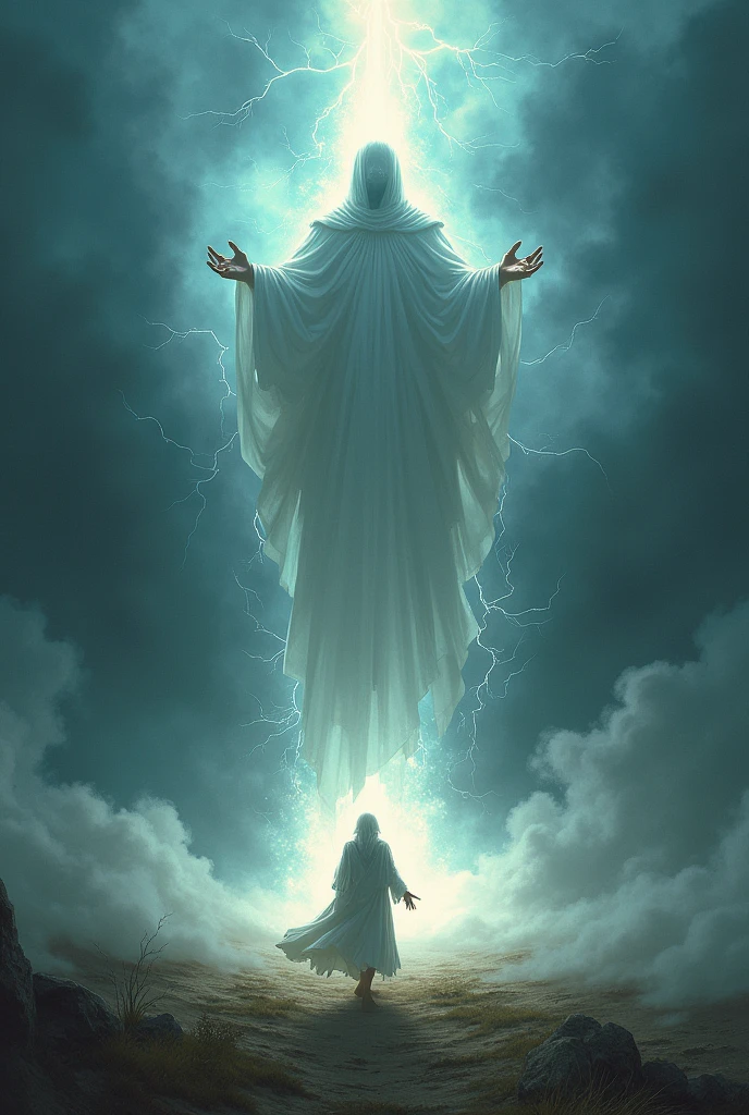 Japanese Yokai、White monk、The face is flat、Shaved Head、The exterior looks like an incandescent light bulb wearing a kimono.、Flying unsteadily through the sky、Wearing a white kimono、