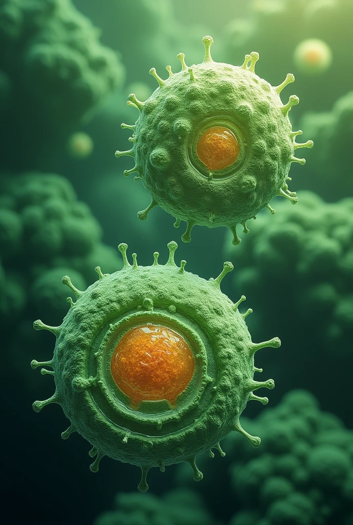 Give me an prokaryotic cells,
 in green 
Background 
