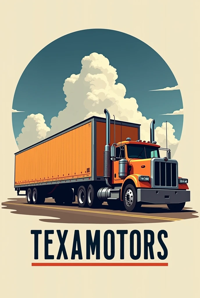 Create the TEXAMOTORS logo with a modern trailer model