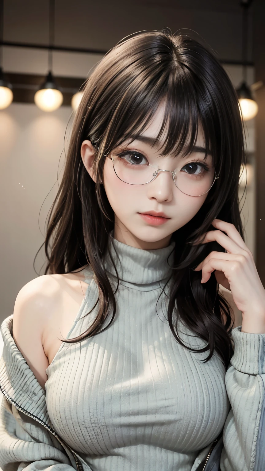 background（黒いnight空，Big Moon），Close-up of a woman，Wearing a white shirt、((Black-rimmed glasses))、Purple Hair，Very long hair，very thick braids，Purple eyes，big ， realistic girl rendering, 8k artistic german bokeh, Enchanting girl, Real Girl, Gurwitz, Gurwitz-style artwork, Girl Roleplay, Realistic 3D style, cgstation Popular Topics,, 8K Portrait Rendering,（truth，truth：1.4），巨big ，Sparkling eyes，Purple eyes、Captivating beauty、Attractive adult woman、Beautiful woman、Cool girl、evil female、brainwashingされた、brainwashing、Fallen into evil、Grin、邪evilな表現、邪evilな笑顔、evil、Brown Hair、Wavy Hair、Swept-apart bangs、Heavy makeup、Heavy makeup、Sharp Eye、Hollow Eyes,Half-closed eyes、Hollow Eyes、Purple Eyeshadow、Black lipstick、Black lip gloss、Long black cheongsam、Wide sleeves、night、Spooky Fortressscape Brush、Compensate、Are standing、
