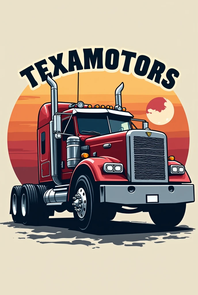 Create the TEXAMOTORS logo with a modern trailer model