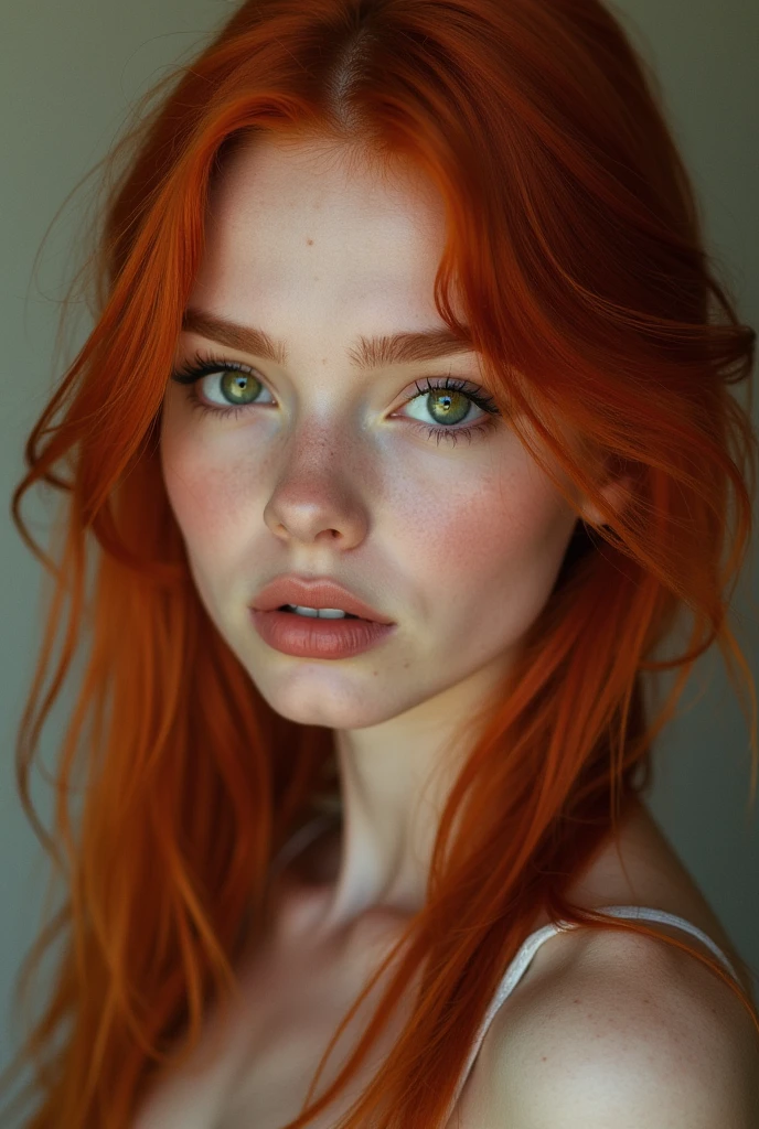 girl with red hair and green eyes 