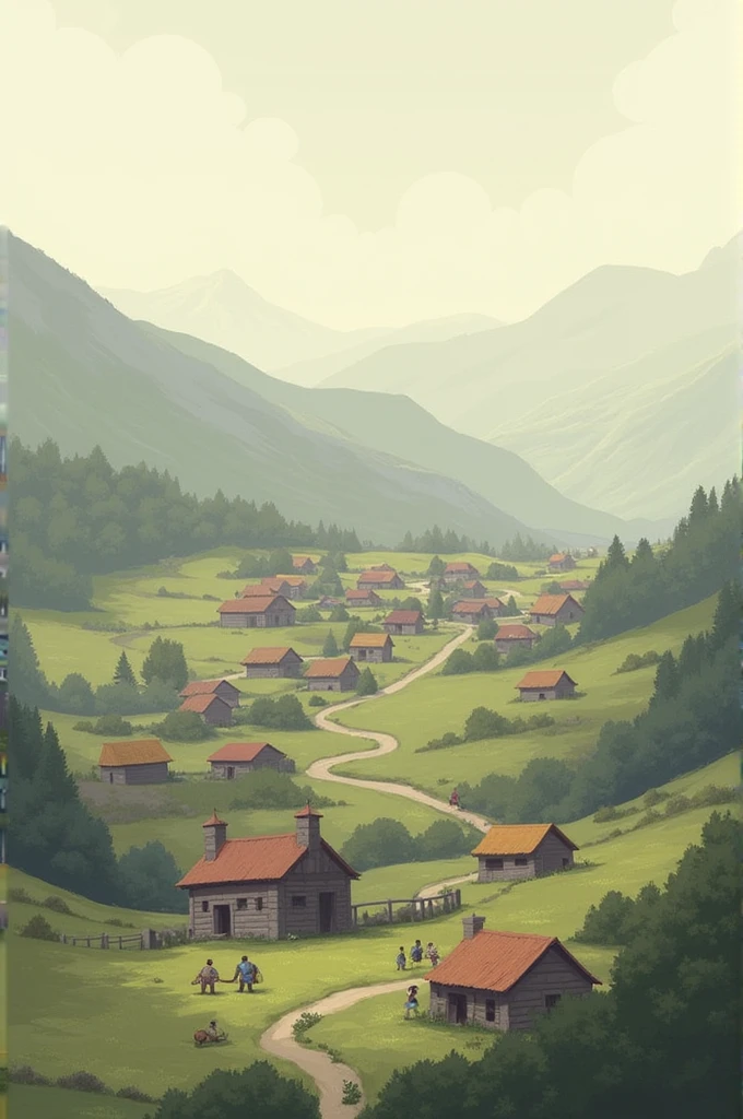 Image of a distant village drawing
