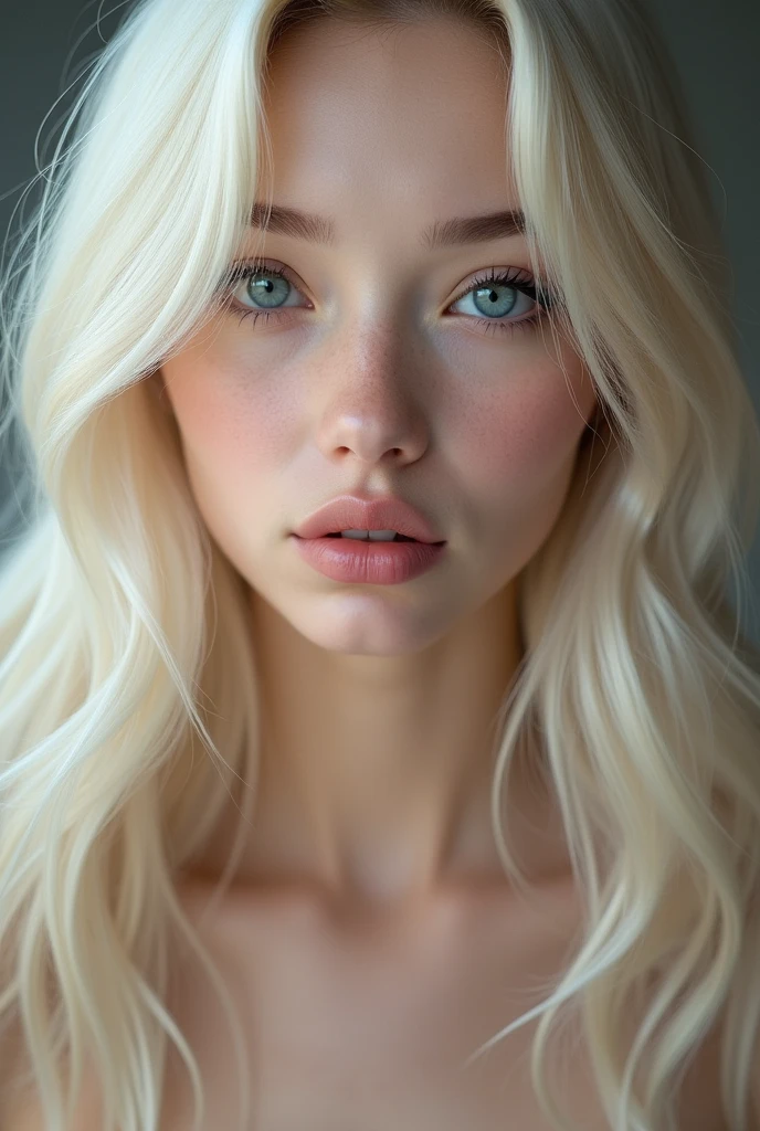(Photorealsitic:1.4)、(masterpiece:1.3)、(top-quality:1.4)、sex expression、extremely beautyful girl、Extraordinary beautiful girl、Detailed cute and beautiful face、Beautiful bangs、Glowing white shiny skin、facial hairs、Bangs that extend to the face、Bangs between the eyes、Super long hair、Attractive light and dark platinum blonde super long straight silky hainer hair、Attractive glowing beautiful bright clear light blue big eyes、Luxurious dresses、Double eyelidsFull body view naked tits, naked, without clothes, topless,