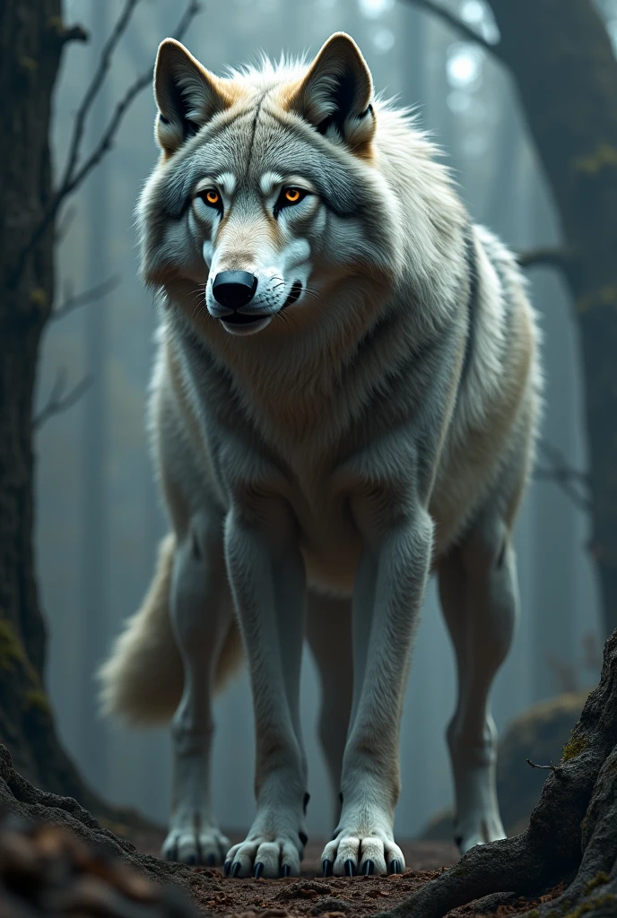 a wolf with a head of abe lincoln