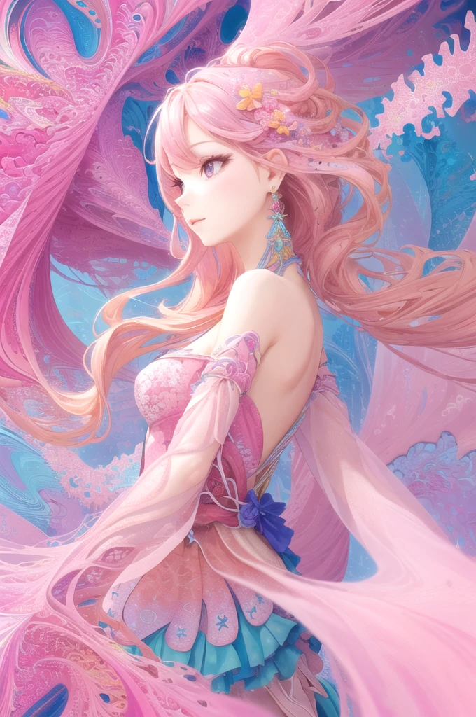 a beautiful girl with long light pink hair, bright blue-green cat eyes, extremely detailed eyes and face, longeyelashes, delicate facial features, glowing skin, serene expression, ethereal beauty, magical atmosphere, (best quality,4k,8k,highres,masterpiece:1.2),ultra-detailed,(realistic,photorealistic,photo-realistic:1.37),fantasy portrait,vibrant colors,soft lighting,cinematic lighting