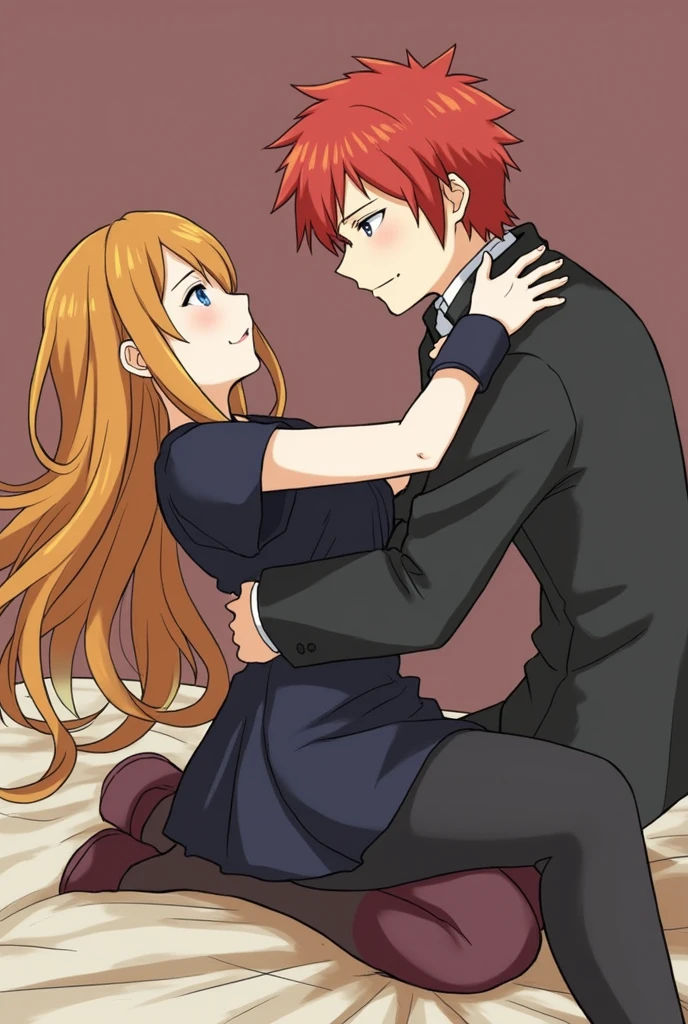 Asuna makes dirty moves on Yuki while on Kirito's lap