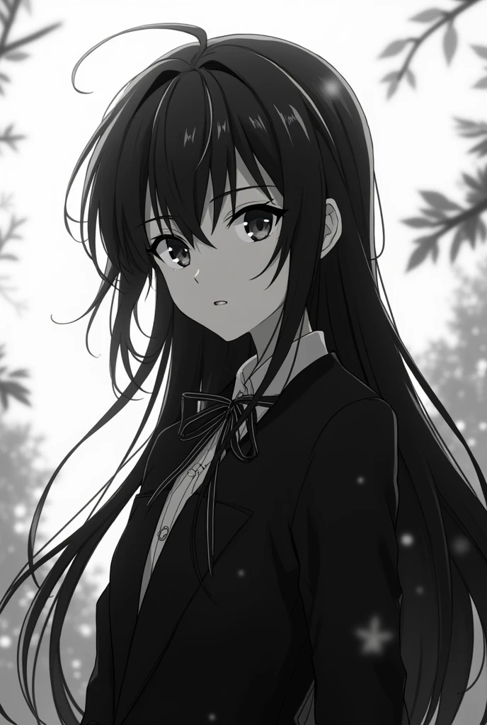 create an anime, like from anime tv, very serious anime, black and white color, tragedic