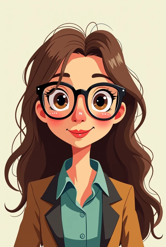 a teacher with long hair and animation glasses