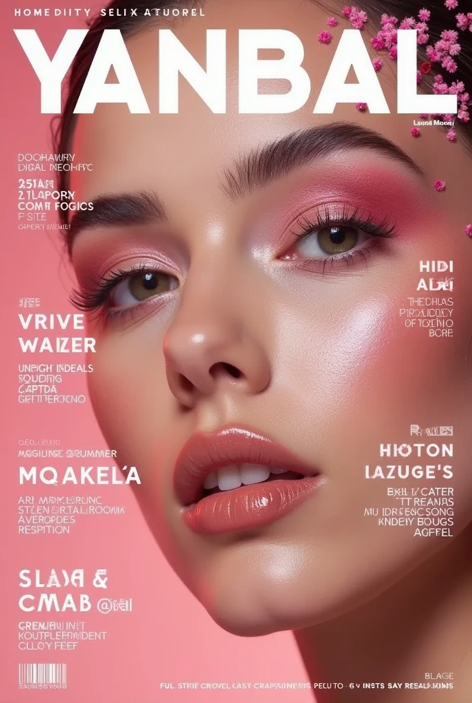 generate the cover of a makeup magazine with viral makeup products called Yanbal Viral Glow includes the name of the magazine on the cover