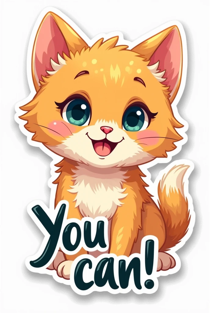 Create a sticker with a kitten and the phrase you can, with cmyk color scale