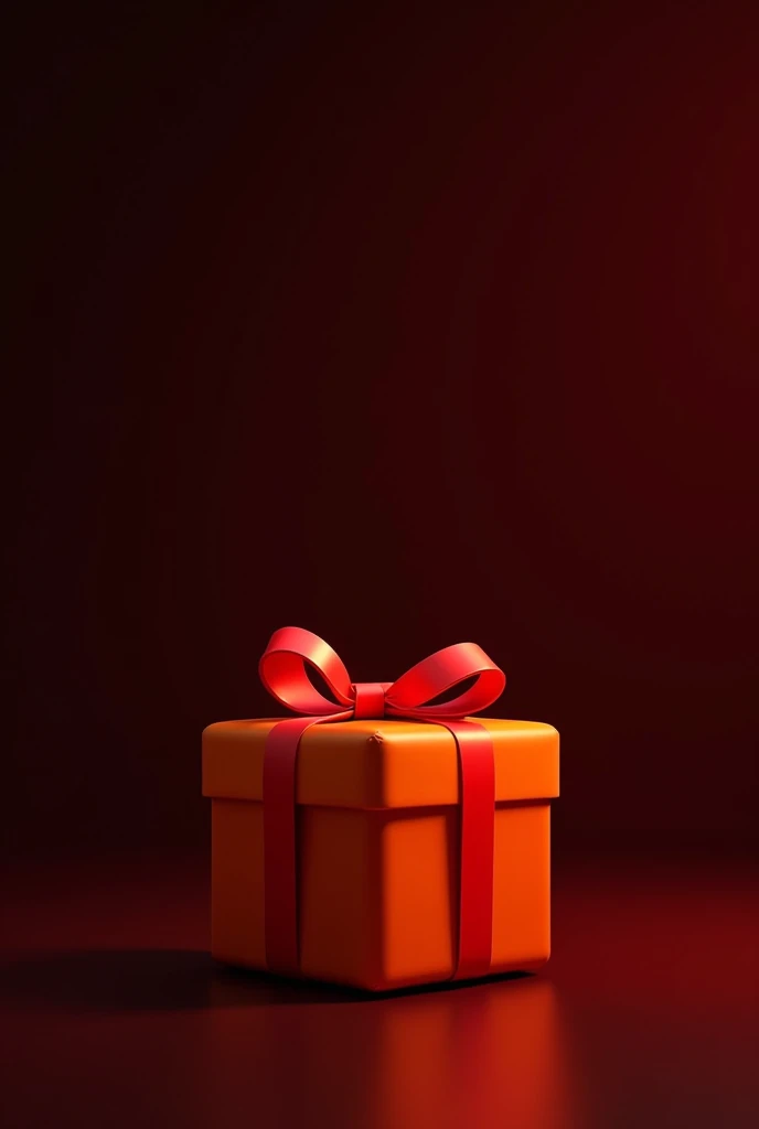 Create an image for me with a dark red gradient background and also place a medium image of a gift in orange and light red behind the letters. Leave it without letters. I want to use the image as a template to write texts.