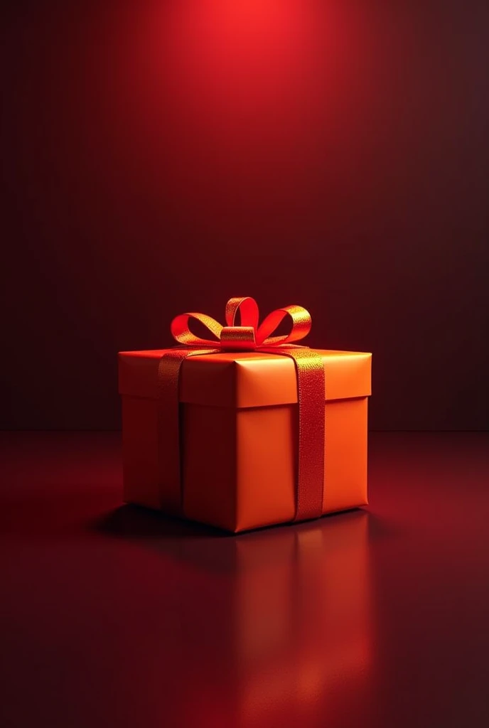 Create an image for me with a dark red gradient background and also place a medium image of a gift in orange and light red behind the letters. Leave it without letters. I want to use the image as a template to write texts.
