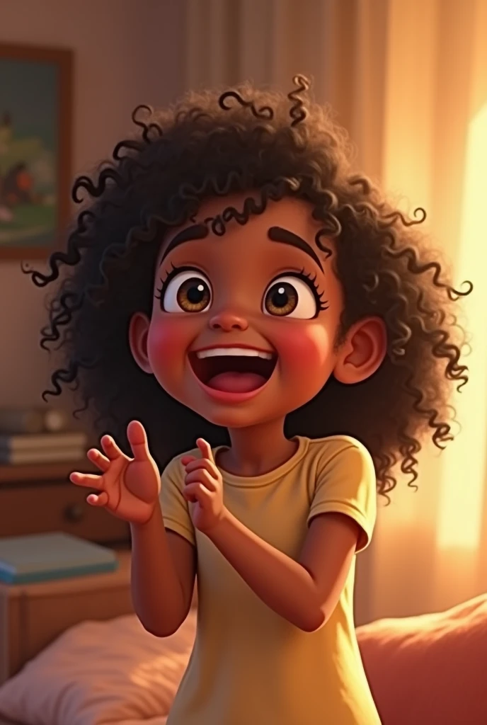 Laughing while being tickled under the arms Brown girl