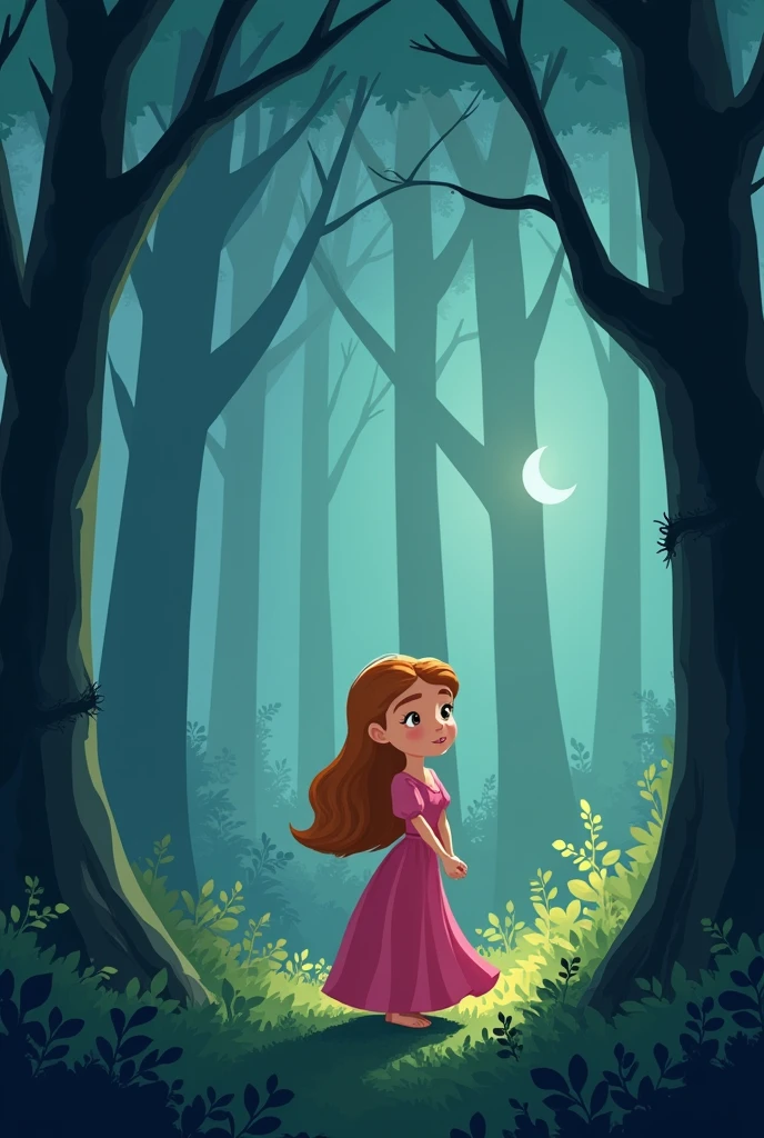 illustration from the cartoon sleeping princess standing in the forest