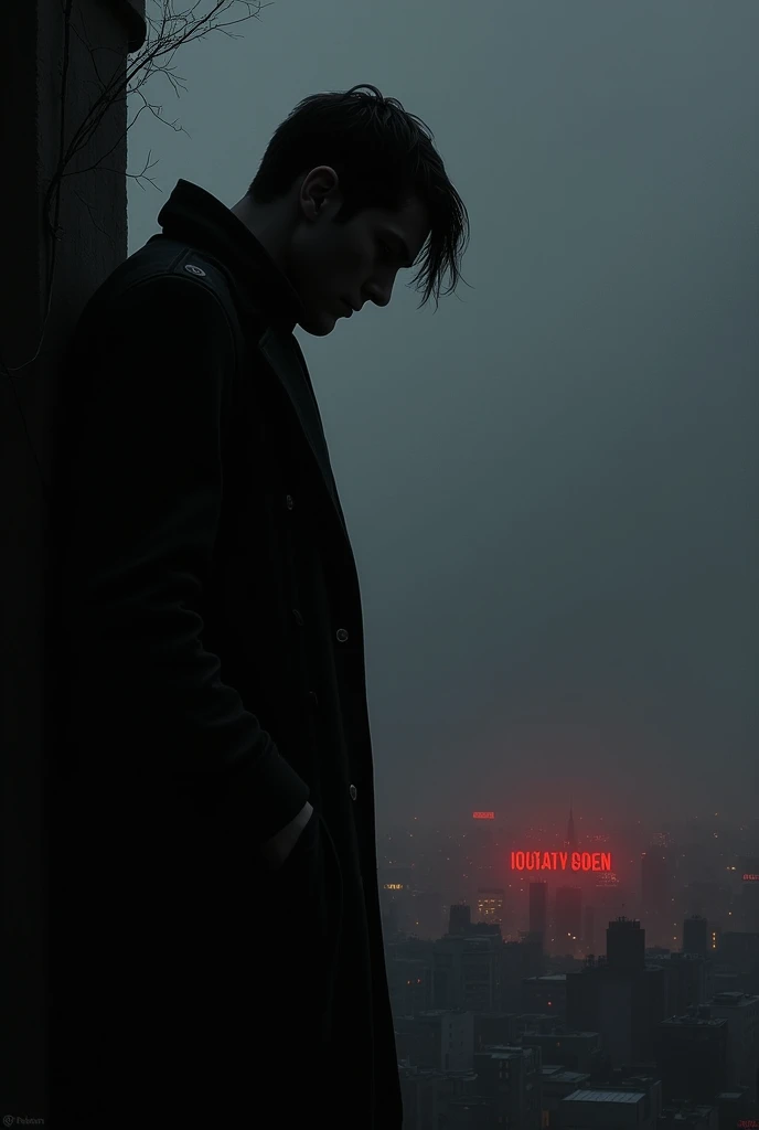 Mysterious Silhouette Visual: A male figure in silhouette, partially hidden by shadows, watching from afar. Ao fundo, A city at night, with just a few lights on, giving a feeling of isolation.
colors: blackw, gray dark, and a touch of red for the title, symbolizing passion and danger