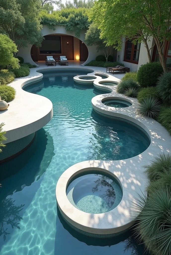 Create a design for a pool that is made from several circles