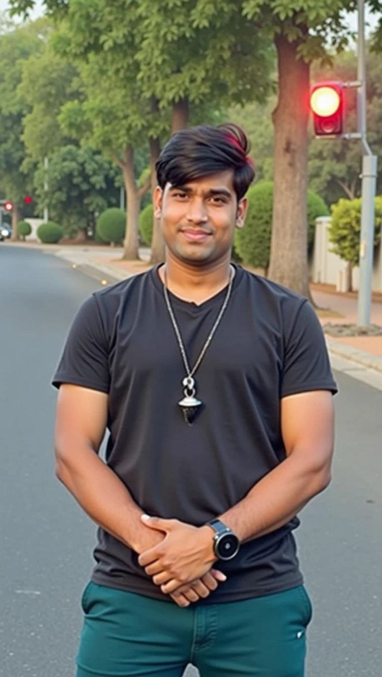 21 year old indian boy with fair skin wearing spetacls and narrow body posing for a linkedin picture in formals red light in backgraound