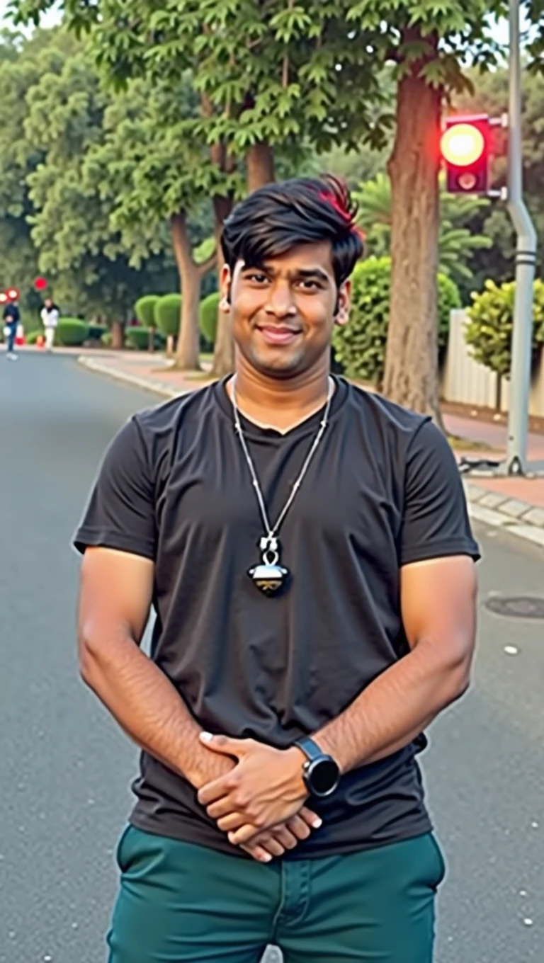 21 year old indian boy with fair skin wearing spetacls and narrow body posing for a linkedin picture in formals red light in backgraound