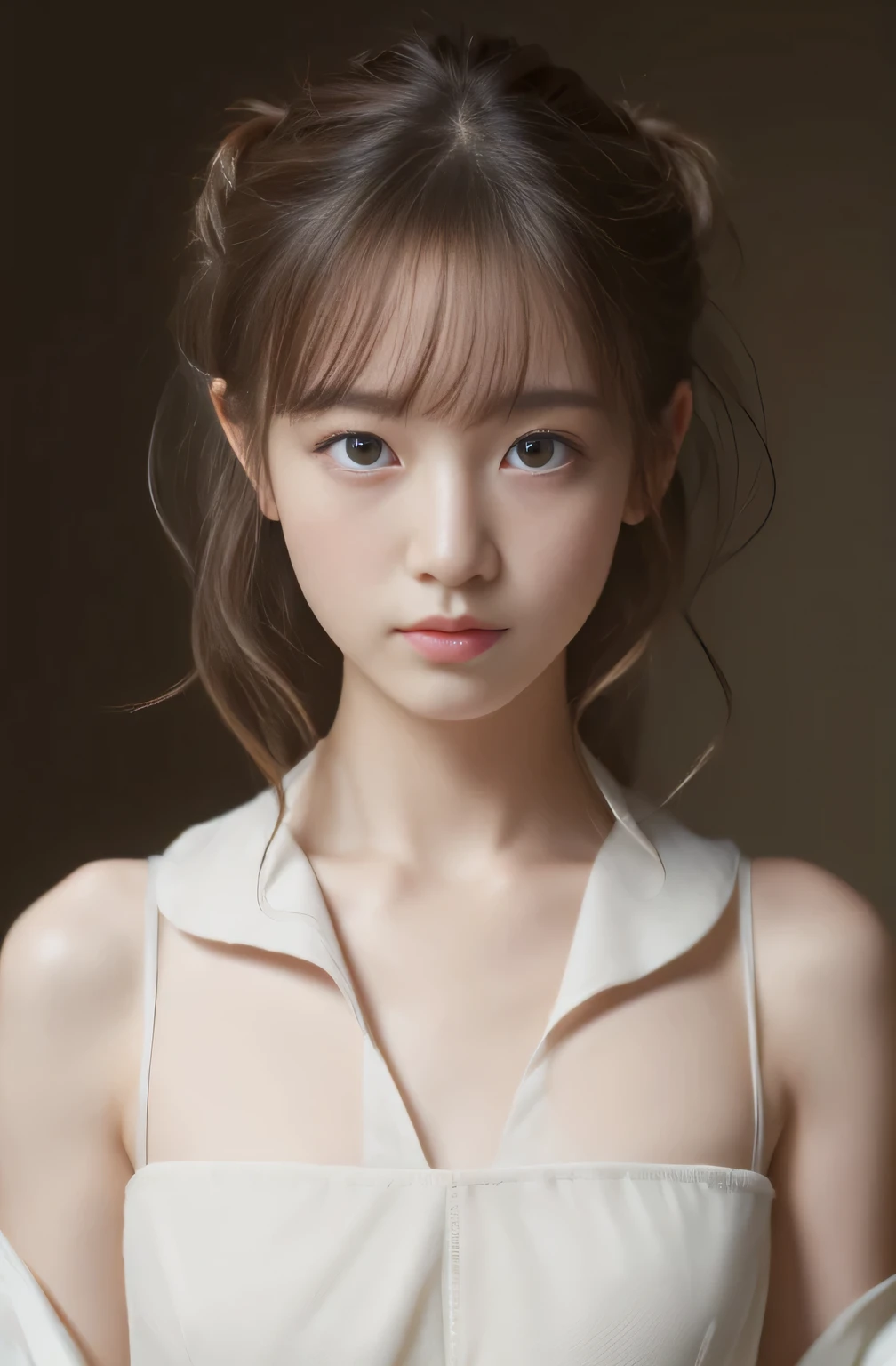 ((Highest quality)), ((Photo quality)), (detailed), Perfect Face,12 years old,Upper Body,Thin arms,White skin,