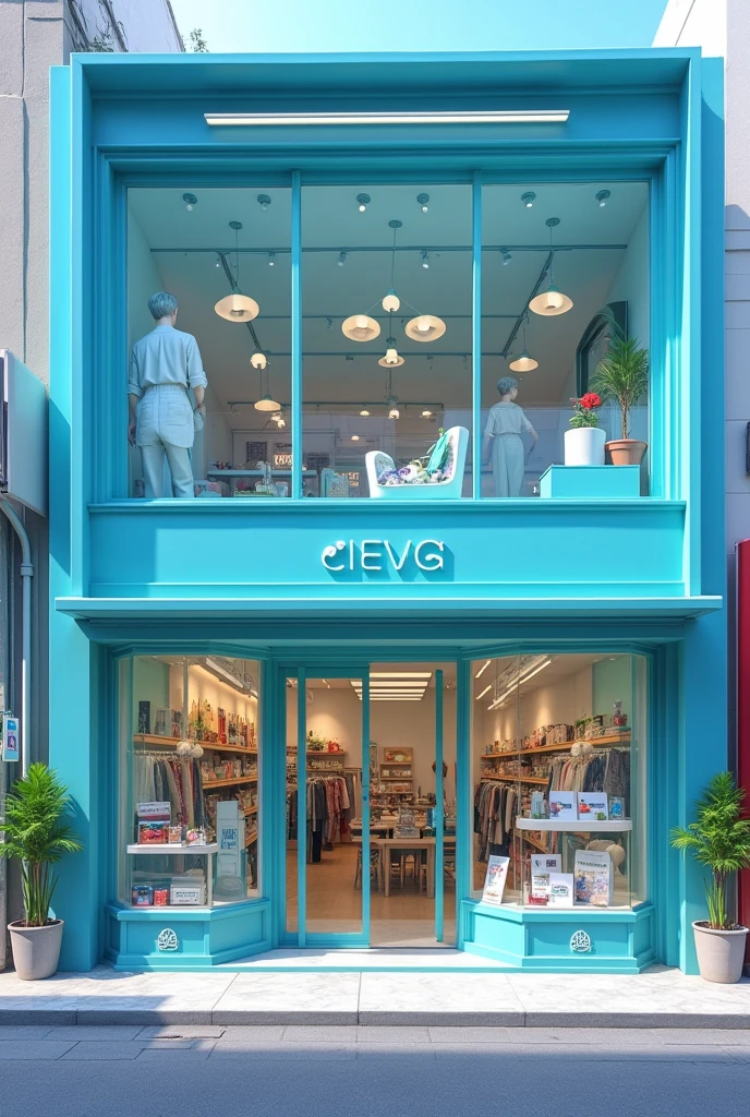 Make the cover of a store that has a variety of products, as tools, Technology and more, apart from that, that the aura is light blue 