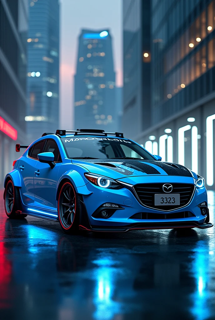 2015 mazda 3 ,blue,License plate 3323 ,Modified cars,KLCC check-in,cyperpunk ,Hit the horizontal,Science Fiction