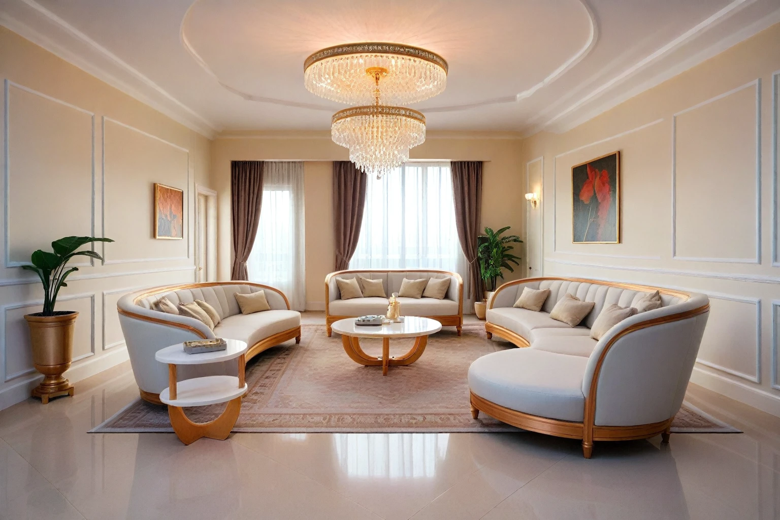 ,Masterpiece, Best quality,8K, Ultra-high resolution, rich atmosphere of luxury。Ornate crystal chandeliers hang high on the wall,Shine brightl . It is so comfortable,So much so that you can't help but indulge in it。Embellished with precious porcelain and champagne gold ornaments。Whenever it is late afternoon,The afterglow from the window spilled on the floor,Soft light and shadow are reflected,It was as if entering a dreamlanD,,Architectural style Architectural style, ((Classic Style House)),(masterpiece) , ((best quality)), dramatic lighting, high quality outdoors, sky, day, cloud, tree, blue sky, building, scenery, road, real world location, sunlight, enough detail, high resolution,super realistic, Photorealistic, highly detailed, balcony, door, car, truck, parking slot, paving, . Clean lines, architectural drawing, highly detailed , . Clean lines, geometric shapes, architectural drawing, highly detailed, (( round column : 1,3)), round pillar,