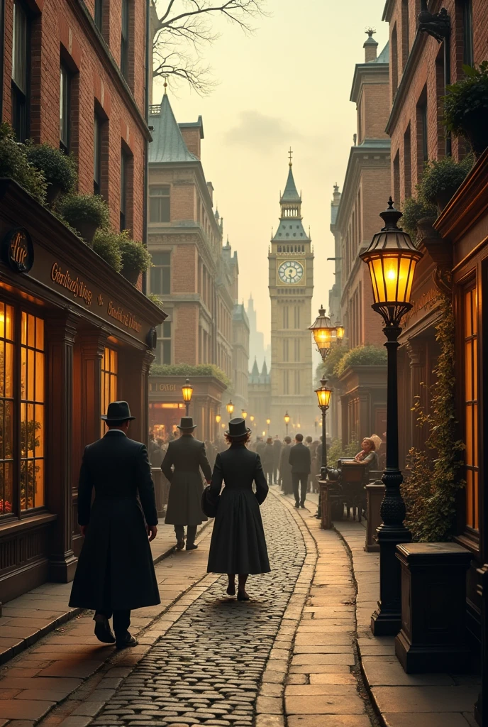 London footpaths in 1888 , warm tone