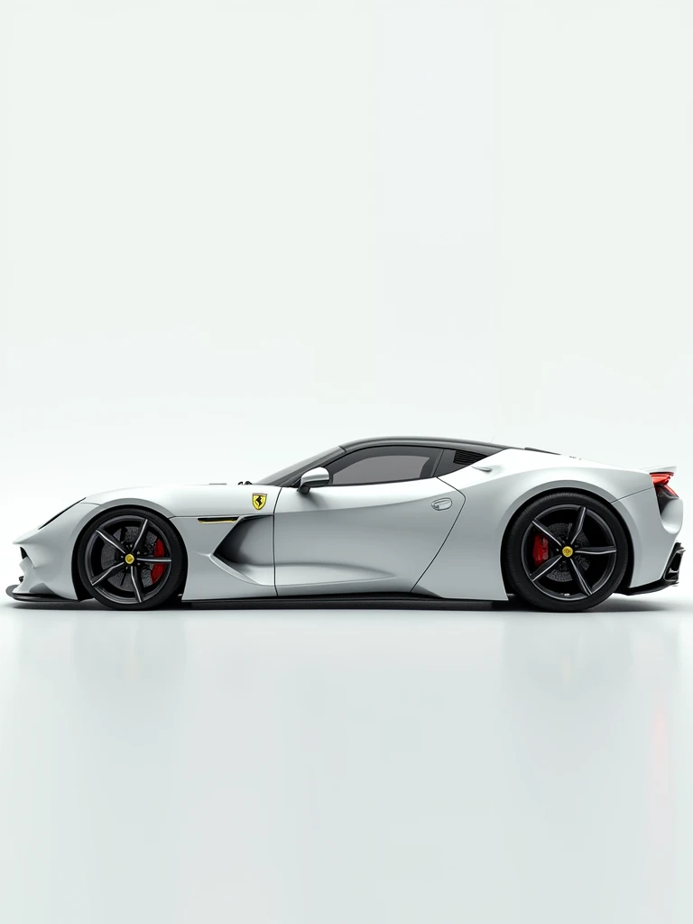 Draw a fusion of White Ferrari F-40 and White Pontiac Solstice in 3 frames:
- Front view
- Side view
- Rear view
Infinite white background
