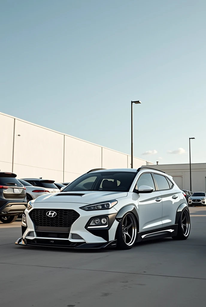 hyundai tucson stance, White color , In parking lot 