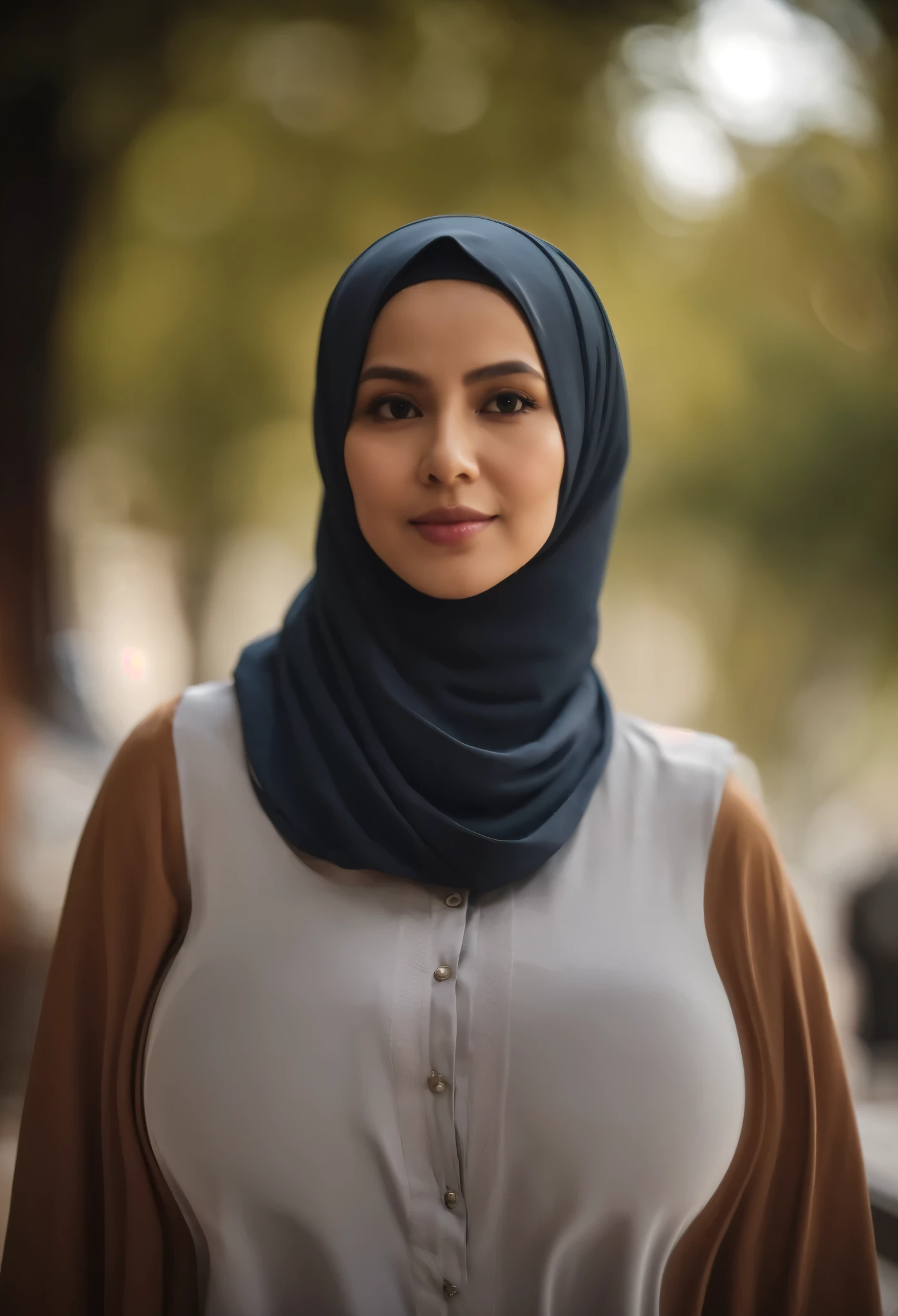 50 years Old, Hijab Indonesian mature woman, Big Tits : 66.9, Gamis, Breast out from her clothes : 1.9, at doctor office, Dark light, at Nighttime
