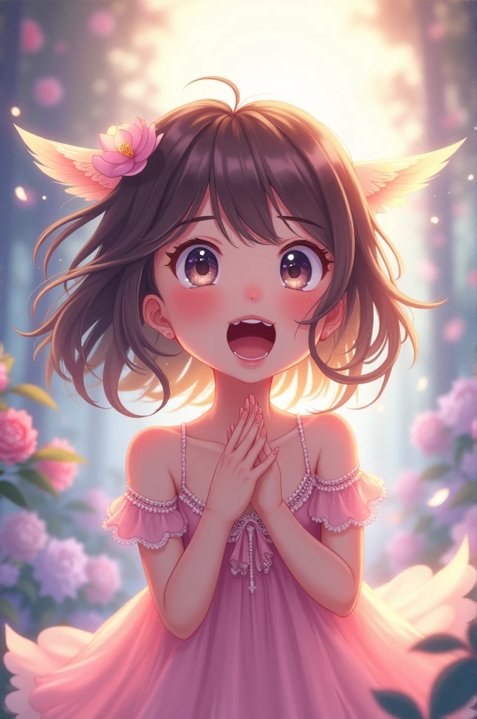 the girl surprise of it.Wearing dress and anime style