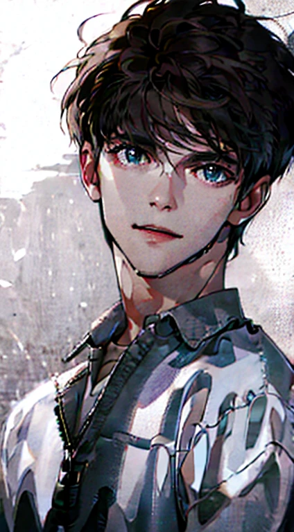 (best quality,4k,8k,highres,masterpiece:1.2),ultra-detailed,(realistic,photorealistic,photo-realistic:1.37),1 man,31 years old,mature man,very handsome,without expression,smile,short grey brown hair,blue eyes,penetrating gaze,perfect face without errors,imposing posture,businessman,office background,cinematic lighting,hdr image