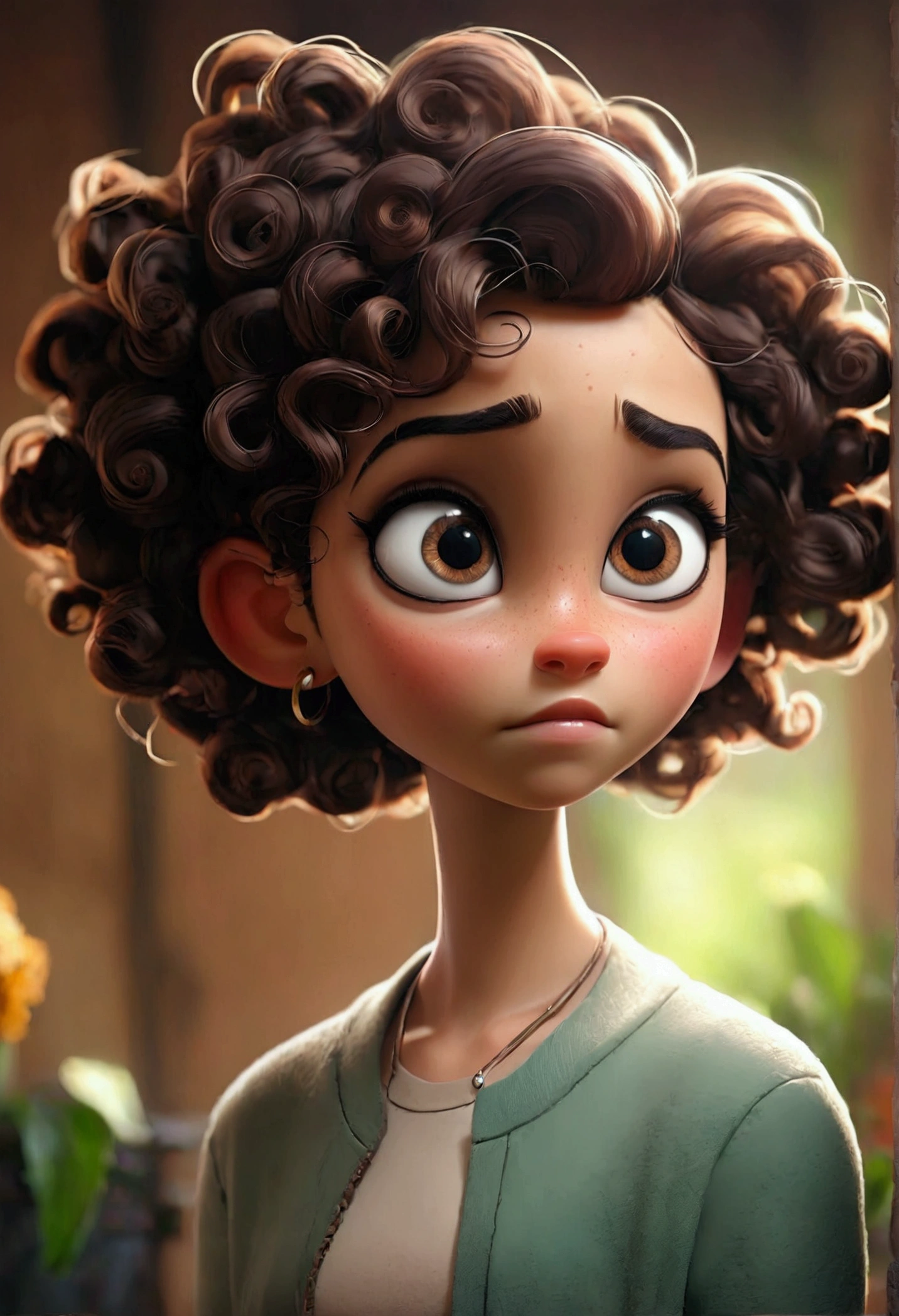 A girl with short curly hair? 