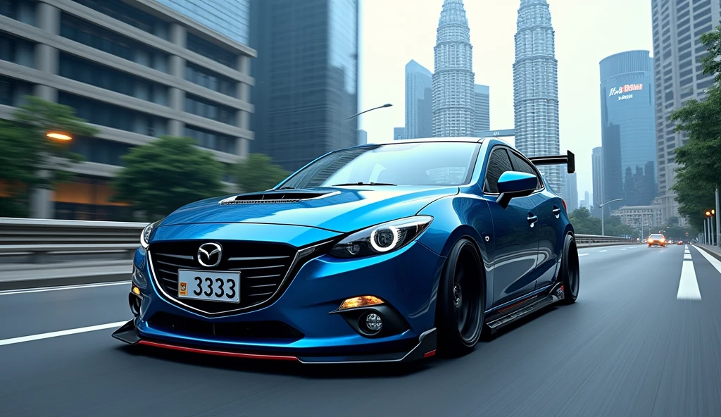 2015 mazda 3 ,blue,License plate 3323 ,Modified cars,KLCC Malaysia,cyperpunk ,Hit the horizontal,Science Fiction ,New grille,fear