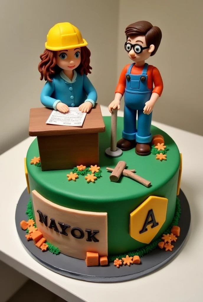 College professor and carpenter themed cake