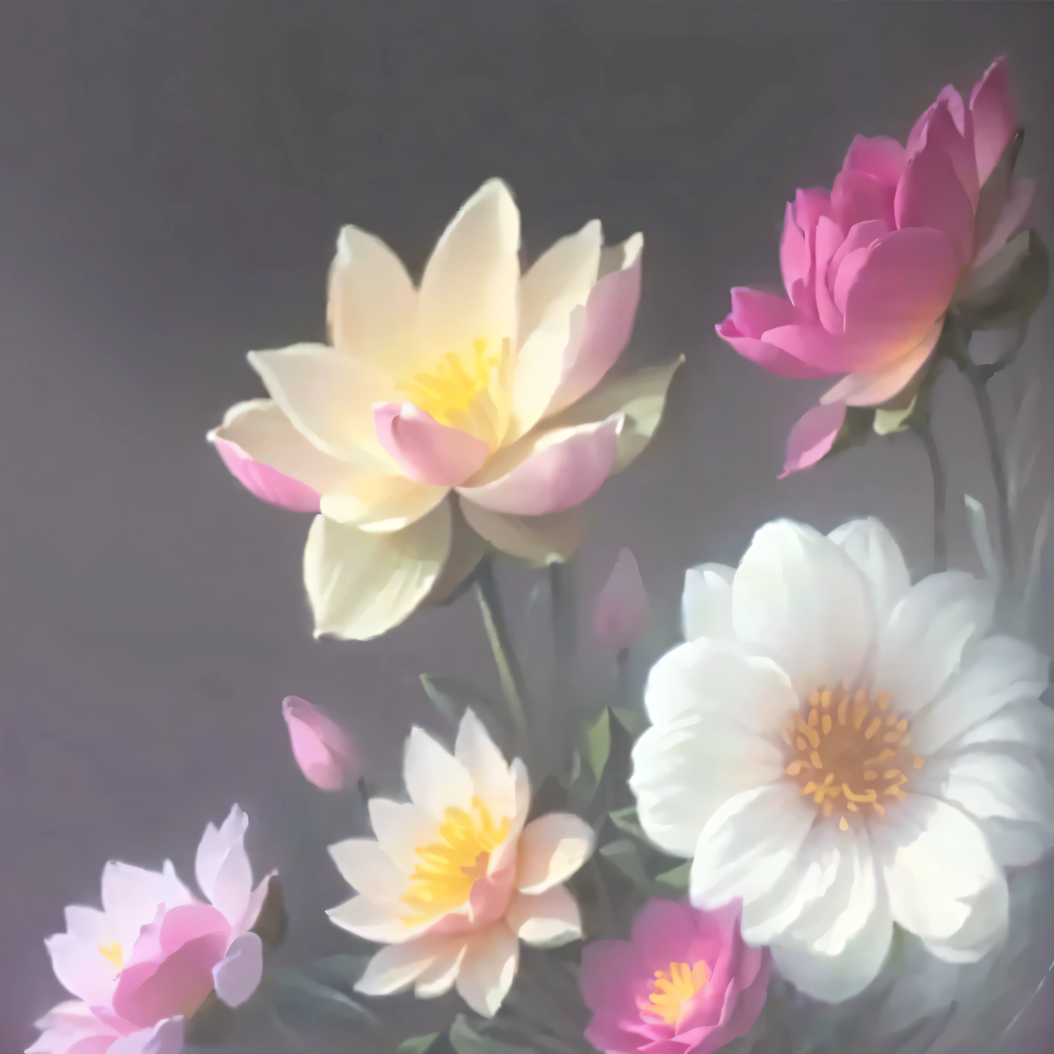 there are many Flowers in a vase with a black background, Beautiful images, glowing Flowers, Pastel Airbrush Artwork, swirling Flowers, reality, luminous Flowers, Floral Design, realistic Flowers oil painting, , surreal waiizi Flowers, detailed Flowers, Screenshots, Flowers, colored Flowers, stylized Flowers, lotus, Photographic works of art
