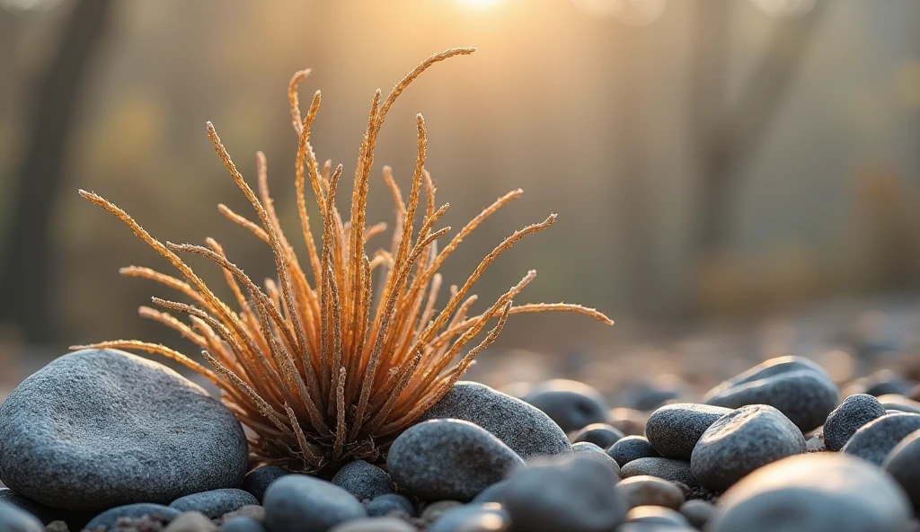 a dry plant among the stones