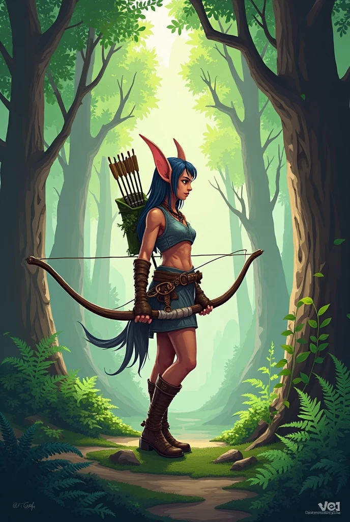 a forest warrior elf in 2d pixel art style