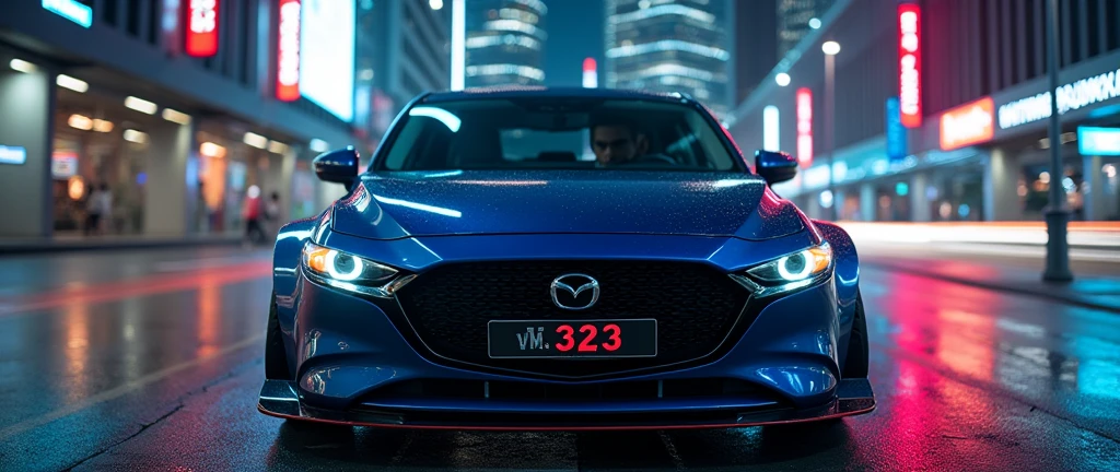 2017 mazda 3 ,Samurai Blue,License plate 3323 ,Modified cars,KLCC Malaysia,cyperpunk ,Hit the horizontal,Science Fiction ,New black grille,Horror material,Taking photos at night,Handsome , murderous