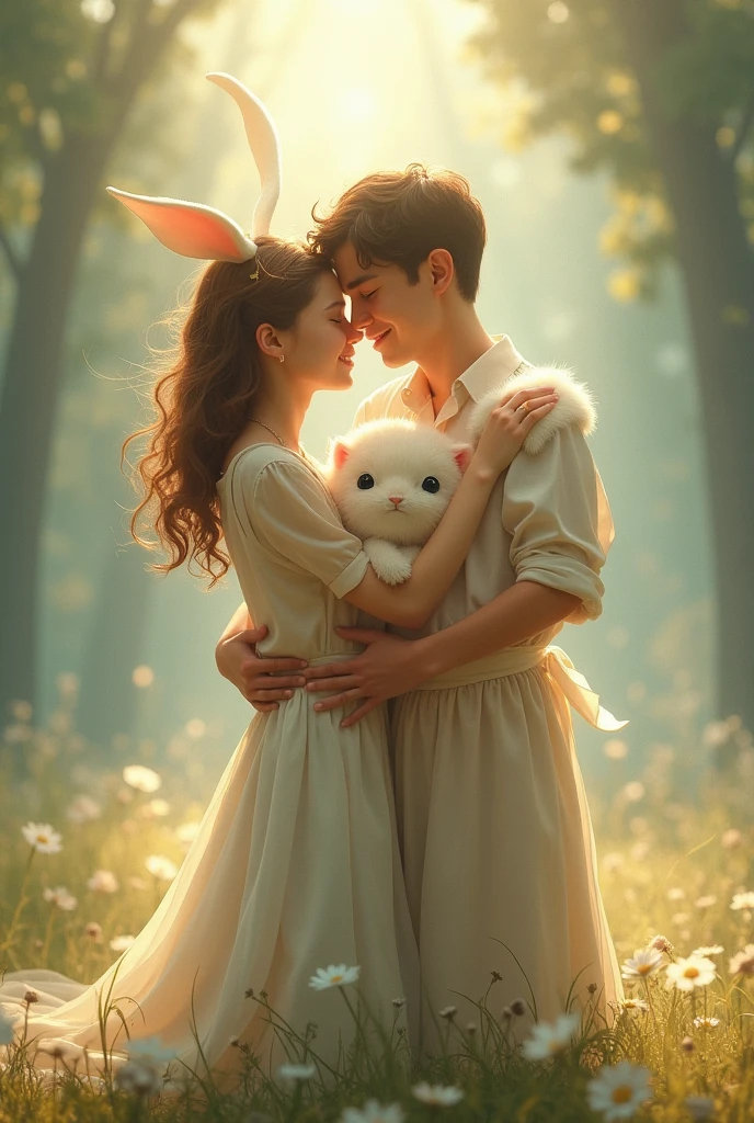Creation of a new tender animal by a hug between two people