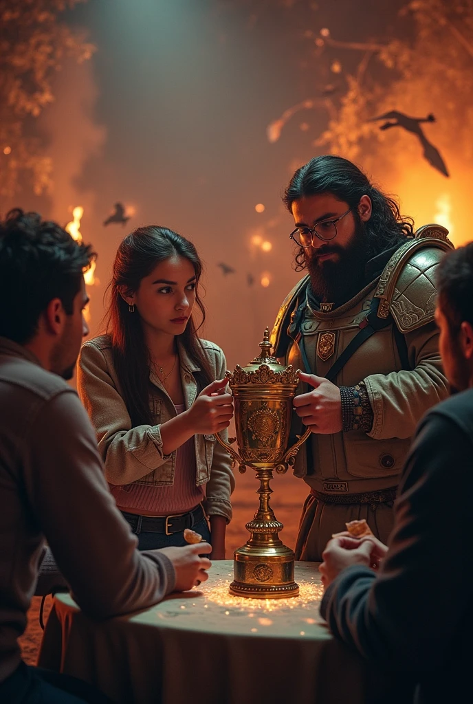 Warhammer tournament, guy wins, 2 players, girlfriend supporting 