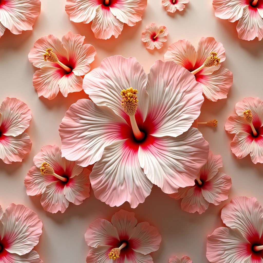 3D remaining hibiscus flower pattern